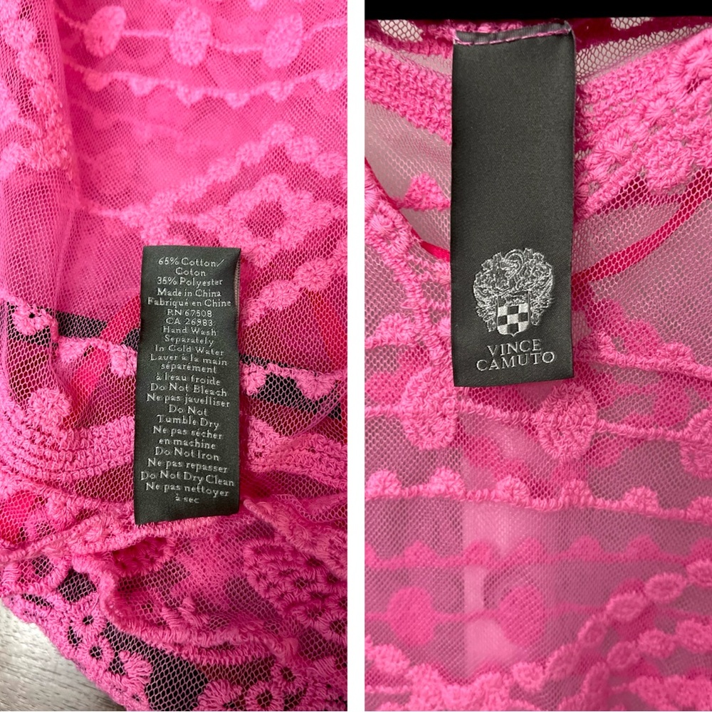 Vince Camuto Hot Pink Boho Embroidered Swim Coverup Vacation Beach Pool - Picture 10 of 15